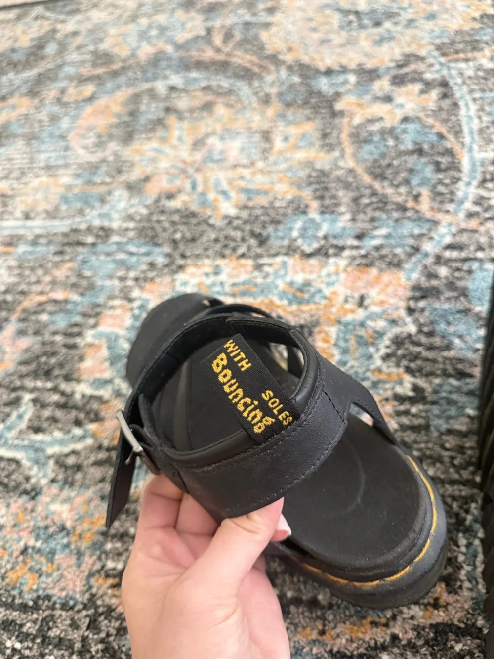 Dr. Martens Black Leather Multi-Strap Platform Sandals